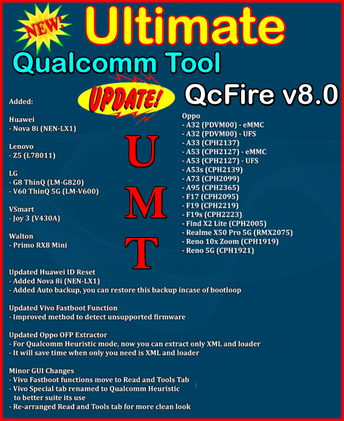 UMT All Latest Setup Download || UMTv2/UMTPro QcFire v8.0 – Oppo Reset and FRP, LG, Huawei